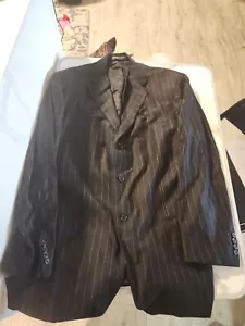 Polo Ralph Lauren Anzug Sakko Herren 46 L Italy Schurwolle extra fein schwarz gestreift - Bild 1 von 12