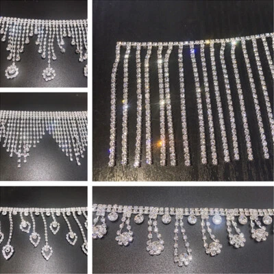 MARKENLOS 0.9m Strass Borte Quasten Fransen Strass Nähen Handarbeiten Zubehör