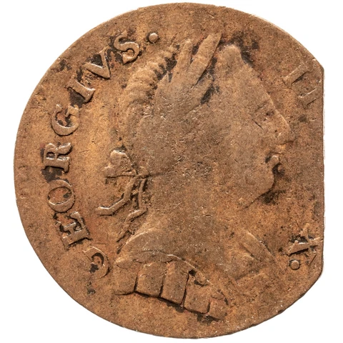 1774 Machins Mills Halfpenny GEORGIVS Vlack 5-74A, W-7760 Large Edge Clip Error Cover