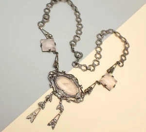 Collar De Colección Vidrio Flor Naturaleza Eslabón Medio Cuelga Plata de Ley 16" 16.5g - Imagen 1 de 13
