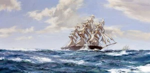 Segelschiff, Racing Home Gemälde von Montague Dawson Reproduktion - Bild 1 von 3