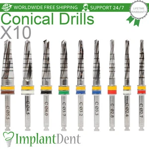 10x Conical Drills L16 With External Irrigation Dental Fixture Tools - Picture 1 of 10