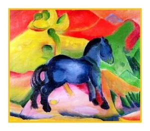 Patrón de punto de cruz contado del expresionista Franz Marc El pequeño caballo azul - Imagen 1 de 3