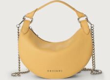 Woman shoulder bag crescent orciani dumpling small yellow soft leather for women