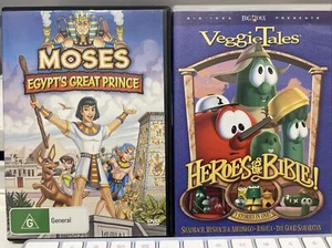 U GET BOTH MOSES EGYPT'S GREAT PRINCE VEGGIE TALES Heroes Bible DVD R4 FREE POST - Picture 1 of 2
