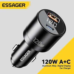 Essager 120W USB C Car Charger QC 3.0 Type C PD Fast Charging For iPhone Samsung - Photo 1 sur 7