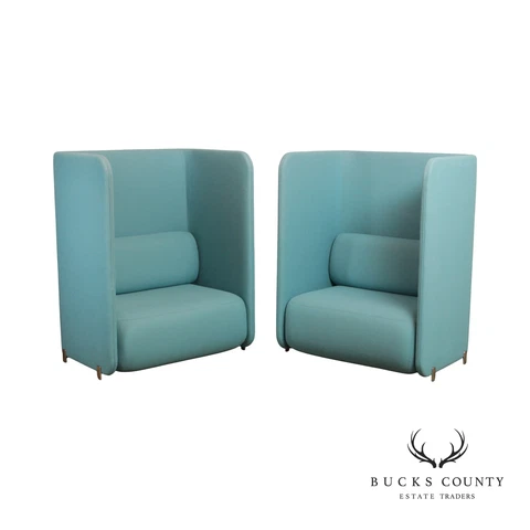 Bernhardt Modern Pair of 'Code' Privacy Wall Lounge Chairs Cover