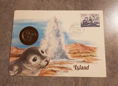 ISLAND MARINE LIFE &SHIPS COVER WITH COIN - Image 1 of 2