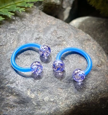 PAIR Ultra Glitter Flexible Circular Barbells Septum Eyebrow Nipple Tragus Ring - Image 1 of 4