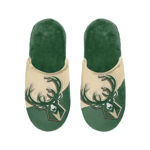 Milwaukee Bucks NBA Men's Colorblock Big Logo Slipper, 4 Sizes Available FREE Cover