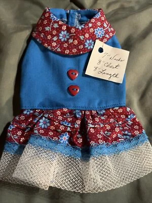 Dog Cat Pet Clothes/Dress Size XXS 7” Neck 8” Chest 8” Length New Handmade - Image 1 of 4