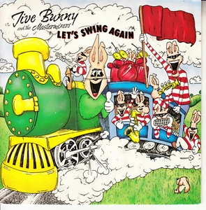 JIVE BUNNY Let's Swing Again PICTURE SLEEVE 7" 45 record NEW + juke box strip    - Picture 1 of 4