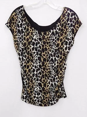 Top de mujer Panhandle ajustado con estampado de leopardo manga gorra, estilo L9T1519 Foto 1 de 2