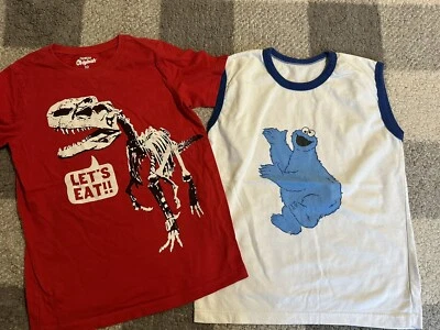 Lot 2 boys shirts t-Rex Cookie Monster 8 10 - Image 1 of 4