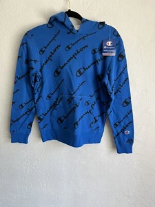 Chempion Boy Blue Printed Pullover Hoodie, Size M - Picture 1 of 7