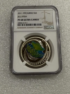 Moneda de medusas Pitcairn 2011 coloreada NGC PF 68 UCAM (011) Foto 1 de 2