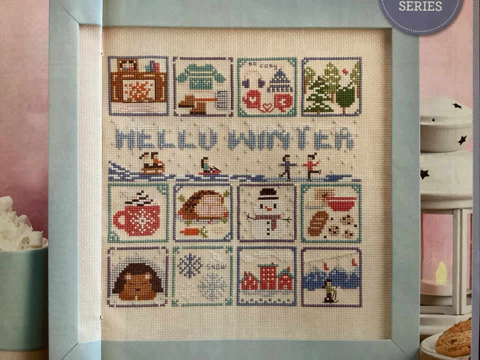 MiRu Makes Winter Wonders Sampler Fireplace Cocoa Skiing Cross Stitch Chart - Image 1 of 1