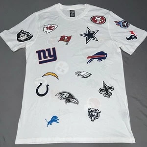 NFL Team Apparel NFL Logos All Over Print Short Sleeve Shirt Men’s M White -4838 - Picture 1 of 14