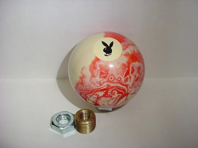 PLAYBOY  Marbled Red & White   Custom Shift Knob  2 1/4"  Car, Truck, Motorcycle - Image 1 of 1