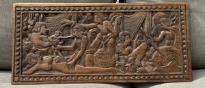 Palau Storyboard 18” X 8” Hand Carved Child Birth ~ Palauan Story Board - Picture 1 of 6