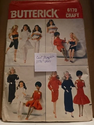 Butterick Sewing Pattern 6170, Barbie 11.5" doll - Vintage Fashions - Part Cut - Image 1 of 2