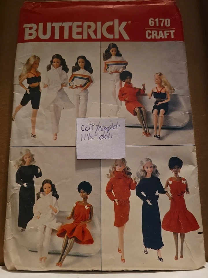 Butterick Sewing Pattern 6170, Barbie 11.5" doll - Vintage Fashions - Part Cut - Image 1 of 2