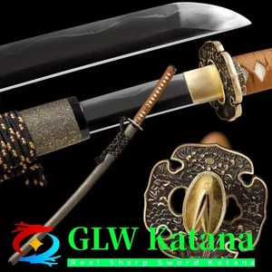 Japanese Katana Sword Clay Tempered T10 Steel Real Gunome Hamon Razor Sharp - Picture 1 of 9