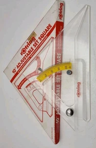 Vintage Rotring 10" verstellbar Acryl Set quadratisch verpackt Made in England  - Bild 1 von 5