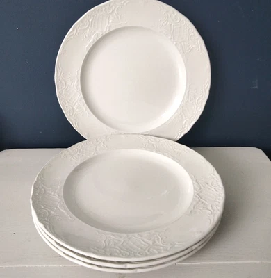 Platos de cena de encaje blanco Johnson Brothers Richmond x 4 Inglaterra EXC Foto 1 de 4