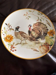 New Potter's Studio Fall Pheasant Turkey 10 1/4” Dinner Plate - Picture 1 of 4