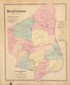 Antique Map Huntington, CT - FW Beers Atlas of New York and Vicinity 1867 - Picture 1 of 1