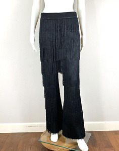 DOUBLE D RANCH Fringe Pants Flared-leg NWT Black Stretch Size Small - NTSF