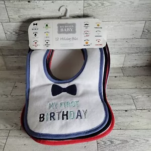 Hudson Baby Cotton Terry Drooler Bibs Holiday Themes Absorbent Soft Fabric - Picture 1 of 15