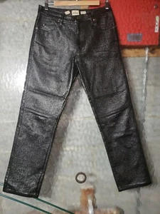 Rare Designer Vintage 90s Shiny Rave Faux Leather Todd Oldham Jeans Size 29 GLAM - Picture 1 of 4