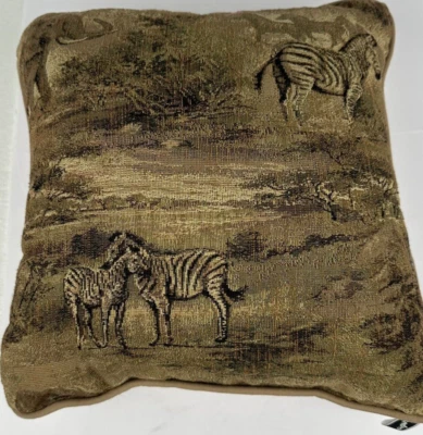 Tapiz Newport Vintage 15x15 pulgadas Almohada Safari Elefantes Cebras Cuadrado Foto 1 de 4