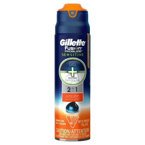 Gillette Fusion Proglide Sensitive 2 in 1 Shave GEL Active Sport - 6oz