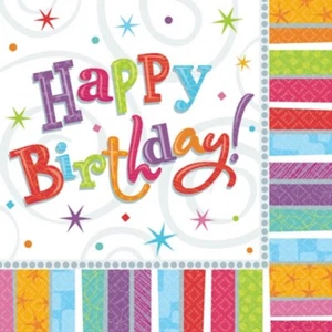 Radiant Birthday 2 Ply Paper Napkins - Party Table Ware - Picture 1 of 1