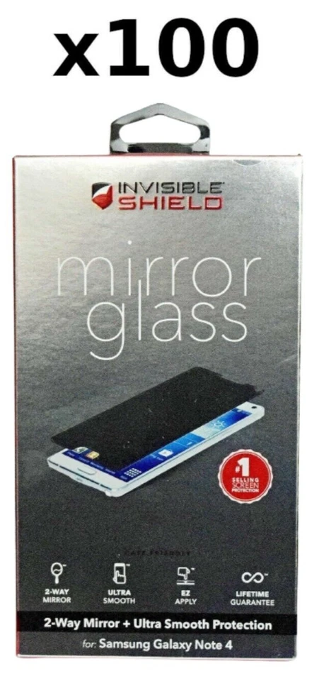100 LOT Zagg InvisibleShield Galaxy Note 4 MIRROR GLASS Phone Screen Protector - Image 1 of 3