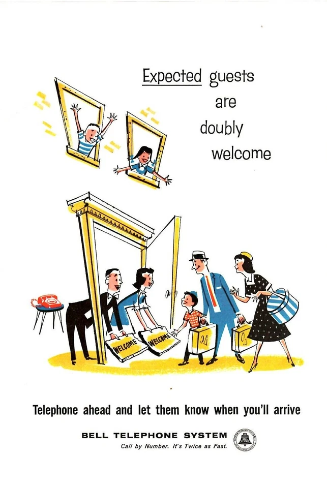 1959 Print Ad Bell Telephone System Expected Guests are doubly welcome Phone - Image 1 of 1