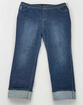 Women’s Susan Graver Cuffed Denim Jeans Stretch Sz 20 WP Pull On NO Pilling - Image 1 of 4