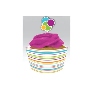 Polka Dot Cupcake Wrappers, Striped Cupcake Pick, Polka Dot Party Decorations - Bild 1 von 1