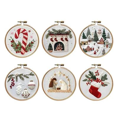 Weihnachtsstickerei-Starter-Set inklusive Stickrahmen, farbigen Fäden, - Bild 1 von 2