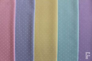 WHITE PIN SPOTS (POLKA DOTS) ON POLY COTTON FABRIC - PASTEL SHADES