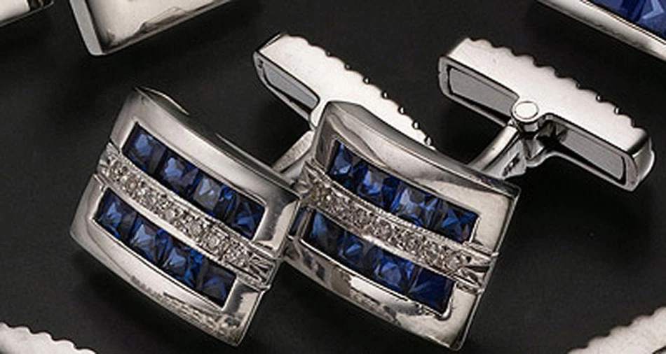 Cufflink 14k  white gold/diamonds  005 - Image 1 of 1