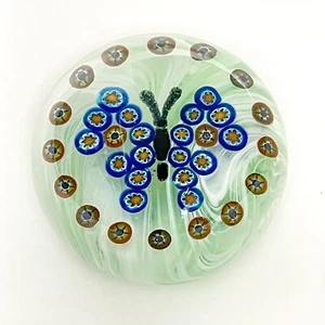 John Gentile Art Glass Millefiori Paperweight Butterfly Signed Vintage - Picture 1 of 8