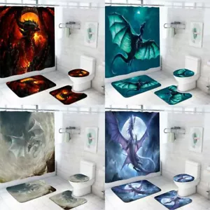 Juego de cortina de ducha impermeable Flying Dragon alfombra de baño antideslizante tapa de inodoro - Imagen 1 de 15