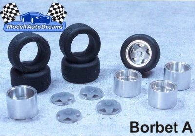 FELGEN  Felgensatz f Umbau Zubehör Borbet Leichtmetallfelge Räder Radsatz 1:43  - Bild 1 von 4