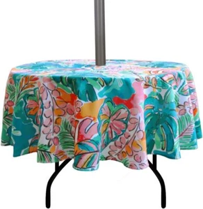 Outdoor and Indoor 60inch Round Tablecloth with Umbrella Hole and Zipper - Picture 1 of 7