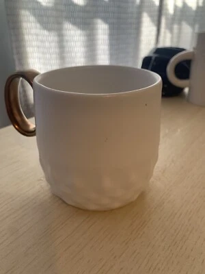 Starbucks Jewel White diamond emboss mug cup bronze copper gold handle 2013 - Image 1 of 4