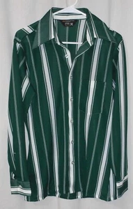 Vintage Polyester Shirt 70's Disco Bold Stripes Sheer Medium - Picture 1 of 5